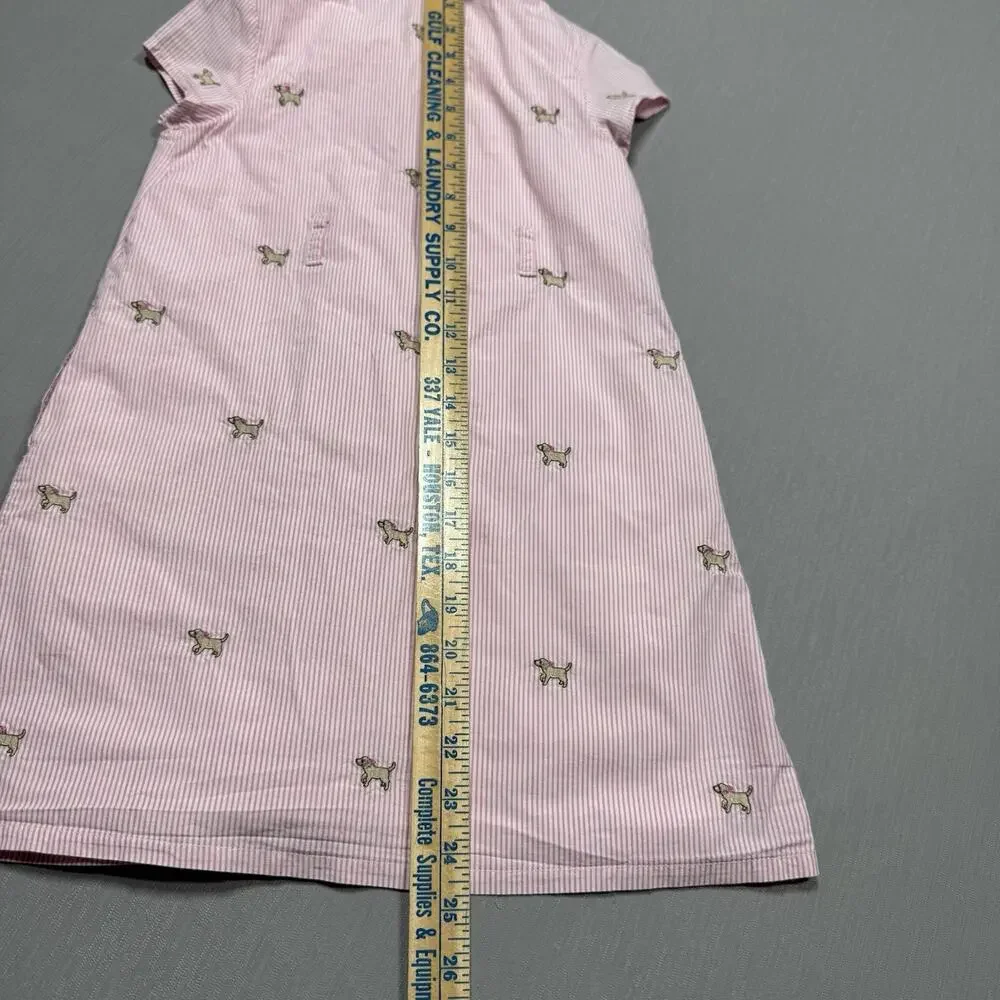 Gymboree Pink Striped Puppy Dog Bow Button Front Shirt Dress Girls Size 6 Golden